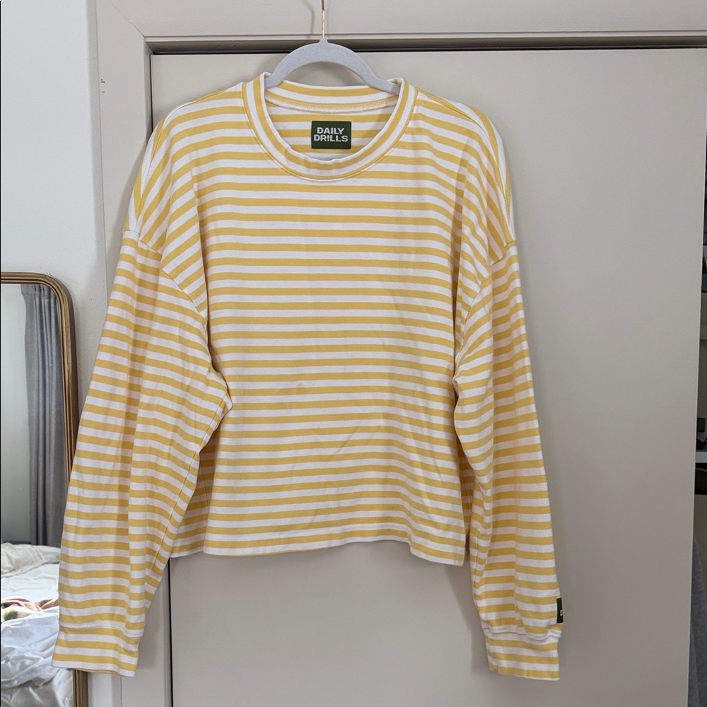 Daily Drills Yellow and White Striped Top
